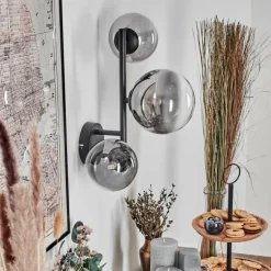 Chehalis Boule lumineuse, Applique murale 23 cm Chrome, Clair, Fumé, 3 lumières