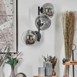 Chehalis Boule lumineuse, Applique murale 33 cm Chrome, Clair, Fumé, 3 lumières