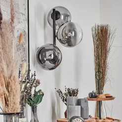 Chehalis Boule lumineuse, Applique murale 33 cm Chrome, Clair, Fumé, 3 lumières