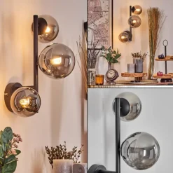 Chehalis Boule lumineuse, Applique murale 23 cm Fumé, 3 lumières