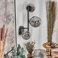 Chehalis Boule lumineuse, Applique murale 23 cm Fumé, 3 lumières
