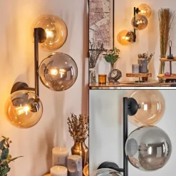 Chehalis Boule lumineuse, Applique murale Ambre, Fumé, 3 lumières
