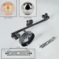 Chehalis Boule lumineuse, Applique murale Ambre, Fumé, 3 lumières