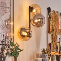 Chehalis Boule lumineuse, Applique murale Ambre, Fumé, 3 lumières