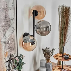 Chehalis Boule lumineuse, Applique murale Ambre, Fumé, 3 lumières