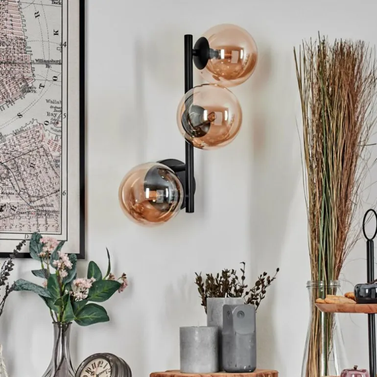 Chehalis Boule lumineuse, Applique murale Ambre, 3 lumières