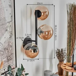 Chehalis Boule lumineuse, Applique murale Ambre, 3 lumières