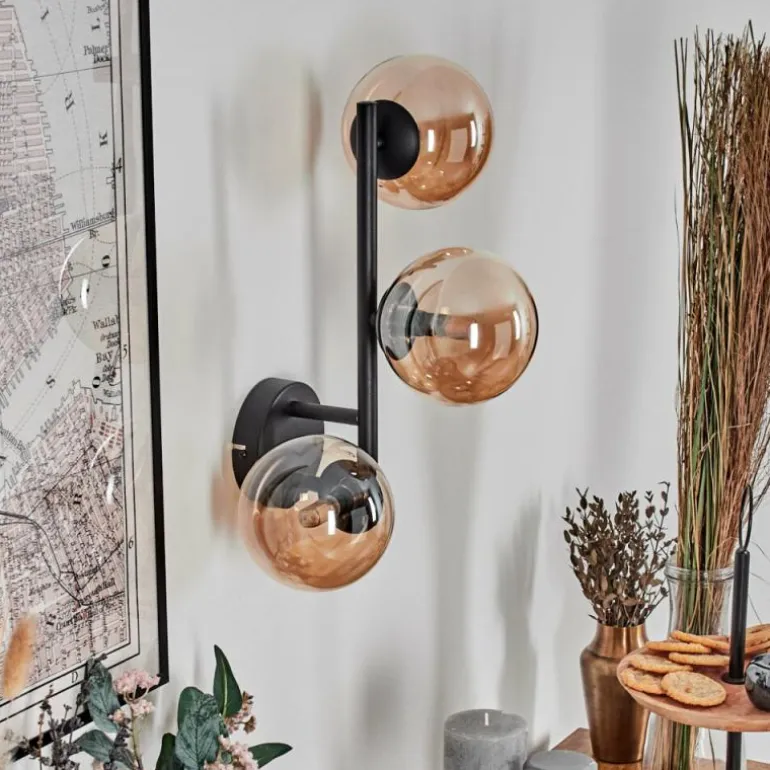 Chehalis Boule lumineuse, Applique murale Ambre, 3 lumières