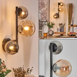 Chehalis Boule lumineuse, Applique murale 23 cm Ambre, Fumé, 3 lumières