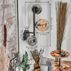 Chehalis Boule lumineuse, Applique murale 23 cm Ambre, Fumé, 3 lumières