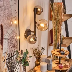 Chehalis Boule lumineuse, Applique murale 23 cm Ambre, Fumé, 3 lumières