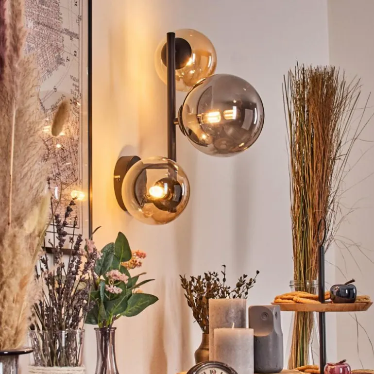 Chehalis Boule lumineuse, Applique murale Ambre, Fumé, 3 lumières