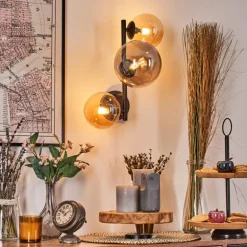 Chehalis Boule lumineuse, Applique murale Ambre, Fumé, 3 lumières