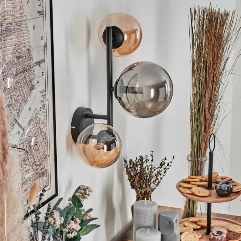 Chehalis Boule lumineuse, Applique murale Ambre, Fumé, 3 lumières