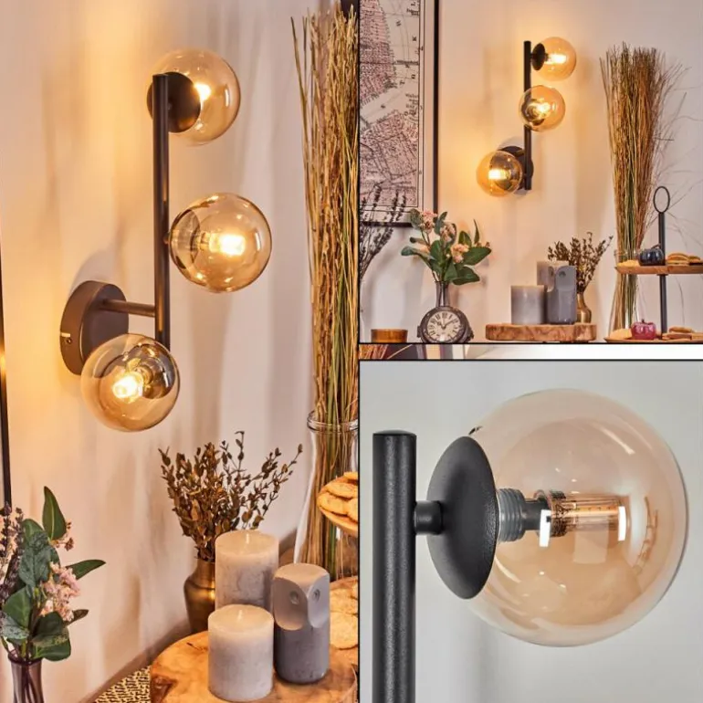 Chehalis Boule lumineuse, Applique murale Ambre, 3 lumières