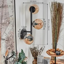 Chehalis Boule lumineuse, Applique murale Ambre, 3 lumières