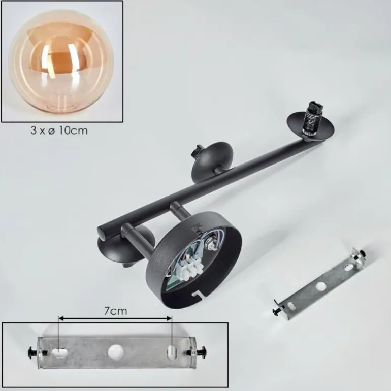 Chehalis Boule lumineuse, Applique murale Ambre, 3 lumières
