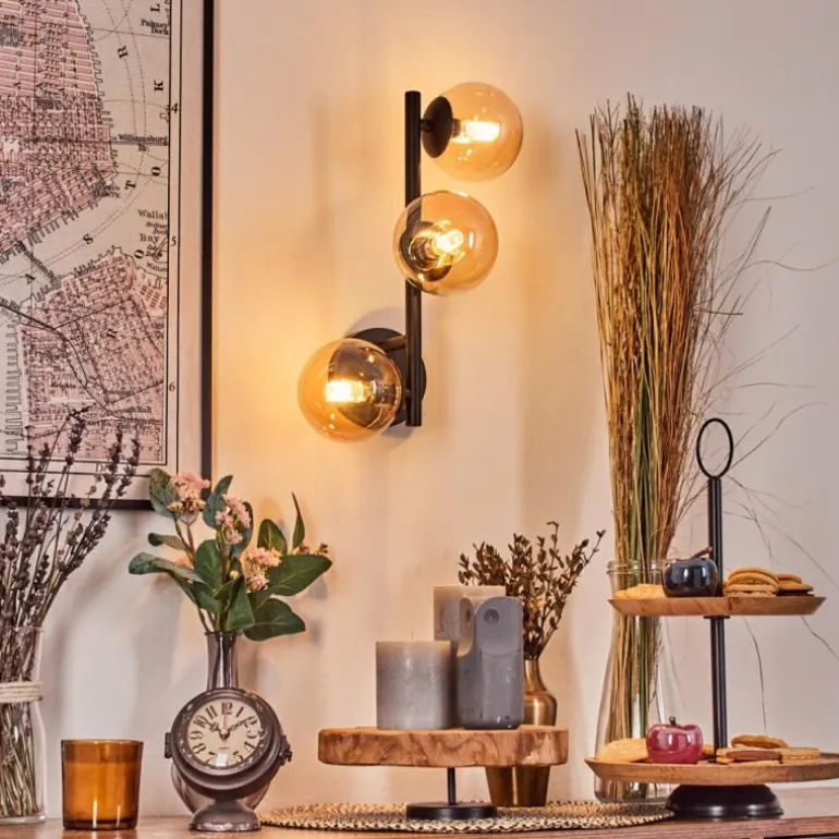 Chehalis Boule lumineuse, Applique murale Ambre, 3 lumières