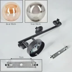 Chehalis Boule lumineuse, Applique murale Ambre, Fumé, 3 lumières