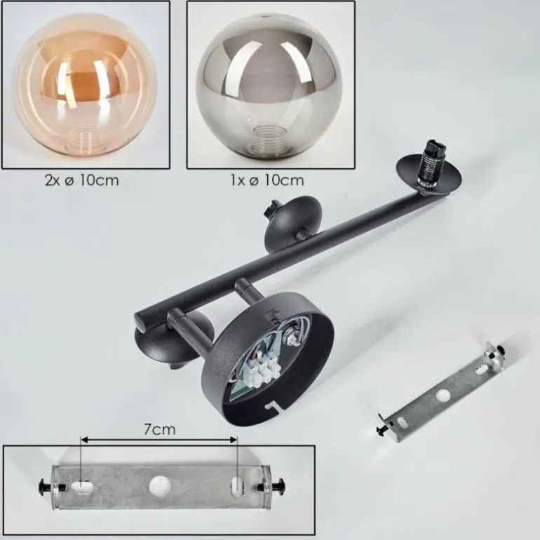 Chehalis Boule lumineuse, Applique murale Ambre, Fumé, 3 lumières