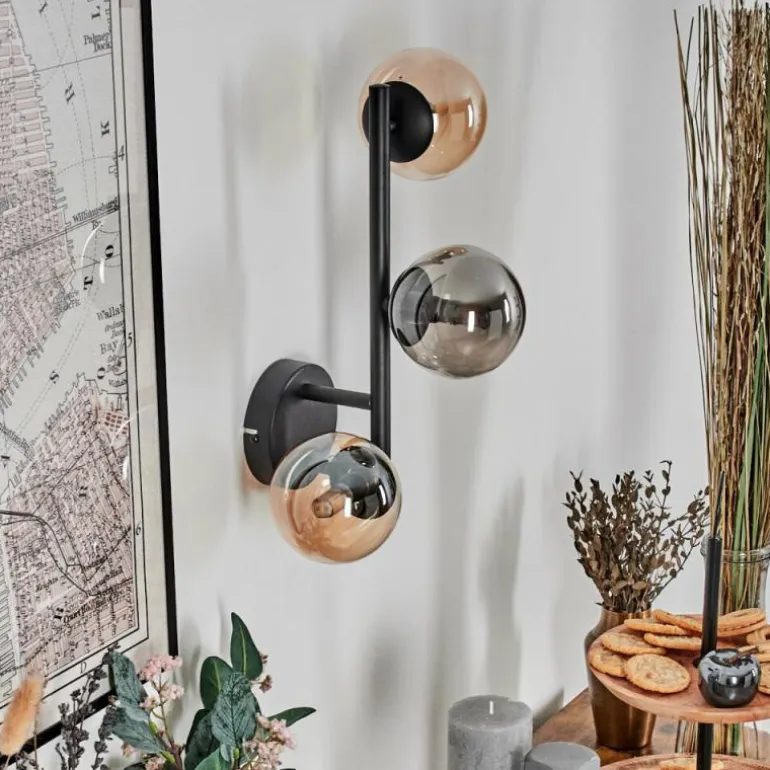 Chehalis Boule lumineuse, Applique murale Ambre, Fumé, 3 lumières