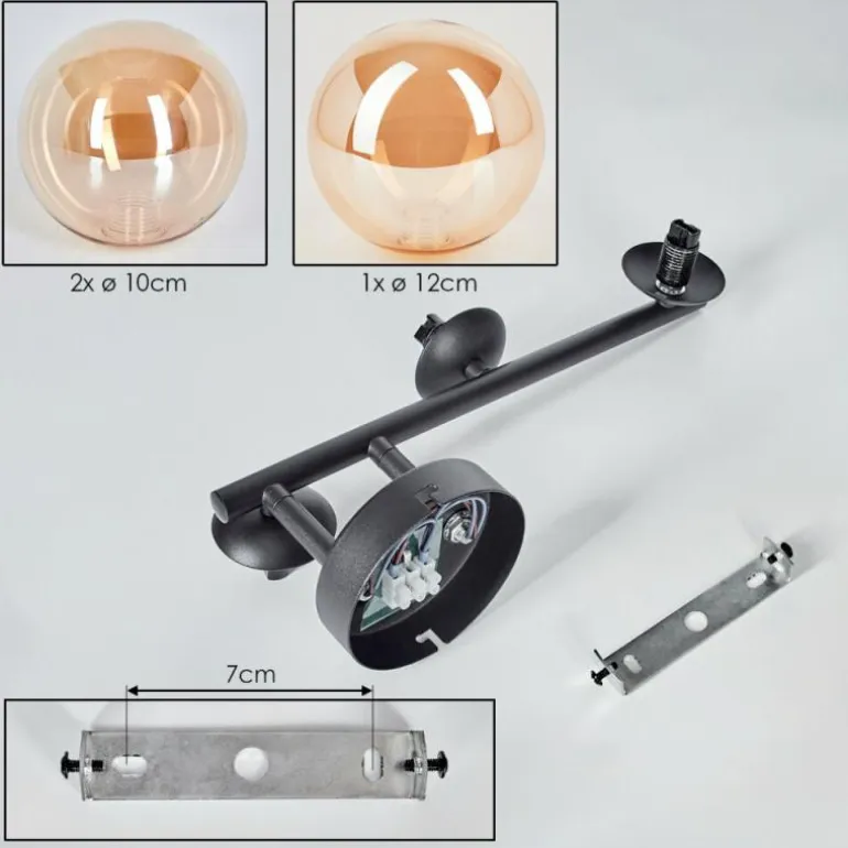 Chehalis Boule lumineuse, Applique murale Ambre, 3 lumières