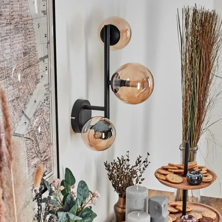Chehalis Boule lumineuse, Applique murale Ambre, 3 lumières