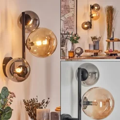Chehalis Boule lumineuse, Applique murale Ambre, Fumé, 3 lumières