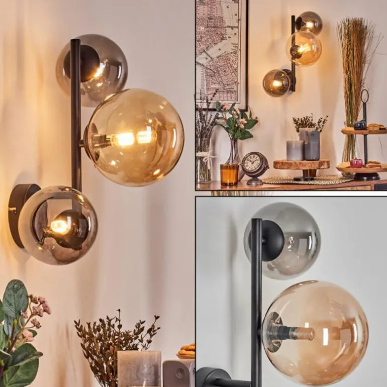 Chehalis Boule lumineuse, Applique murale Ambre, Fumé, 3 lumières