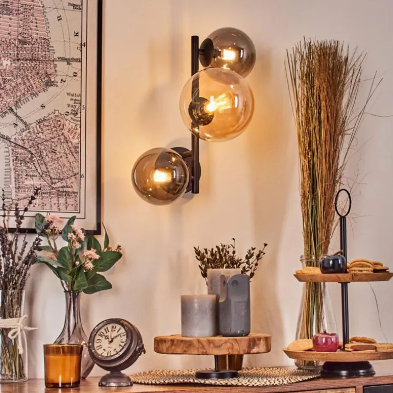 Chehalis Boule lumineuse, Applique murale Ambre, Fumé, 3 lumières