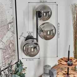 Chehalis Boule lumineuse, Applique murale Fumé, 3 lumières