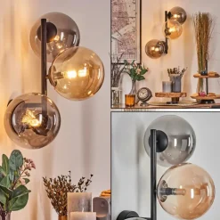Chehalis Boule lumineuse, Applique murale Ambre, Fumé, 3 lumières