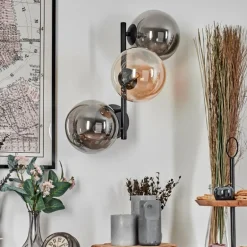 Chehalis Boule lumineuse, Applique murale Ambre, Fumé, 3 lumières