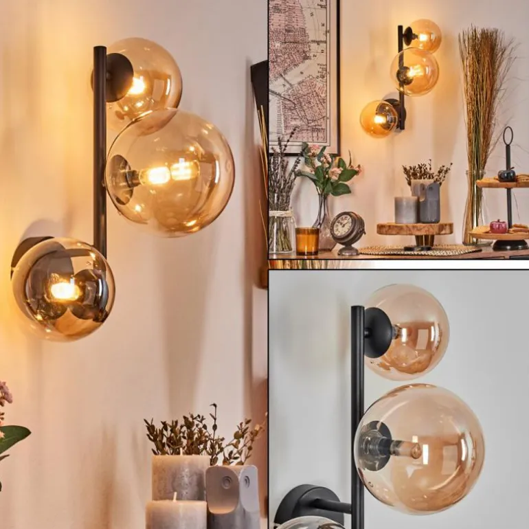 Chehalis Boule lumineuse, Applique murale Ambre, 3 lumières
