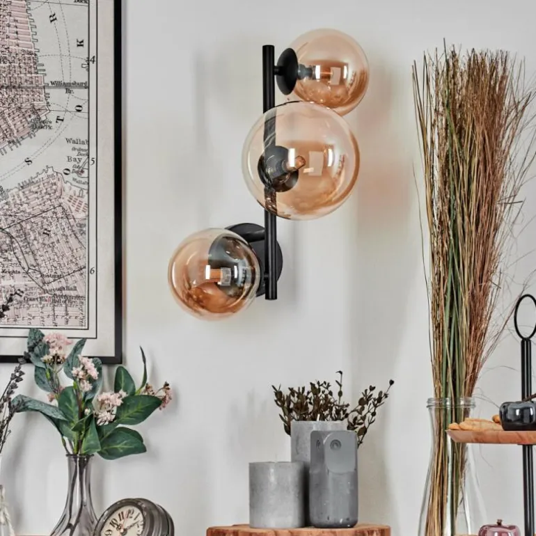 Chehalis Boule lumineuse, Applique murale Ambre, 3 lumières