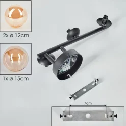 Chehalis Boule lumineuse, Applique murale Ambre, 3 lumières