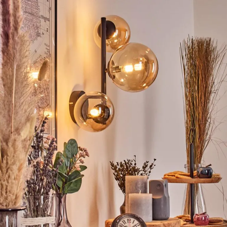 Chehalis Boule lumineuse, Applique murale Ambre, 3 lumières