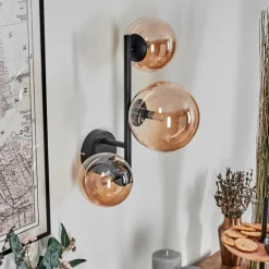 Chehalis Boule lumineuse, Applique murale Ambre, 3 lumières