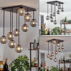 Chehalis Plafonnier, Boule lumineuse Fumé, 9 lumières