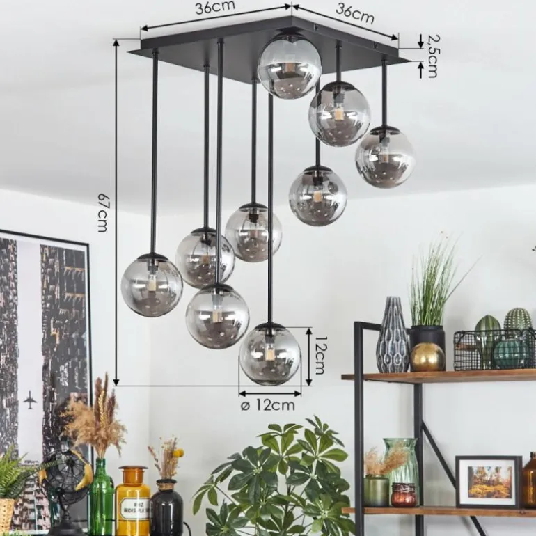Chehalis Plafonnier, Boule lumineuse Fumé, 9 lumières