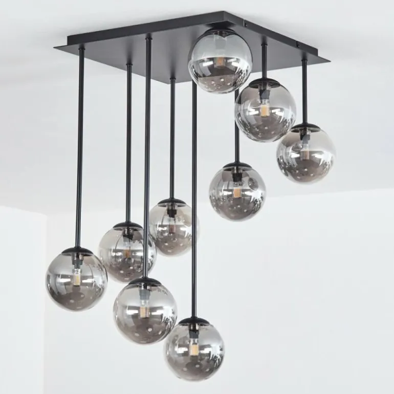 Chehalis Plafonnier, Boule lumineuse Fumé, 9 lumières