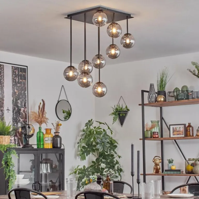 Chehalis Plafonnier, Boule lumineuse Fumé, 9 lumières