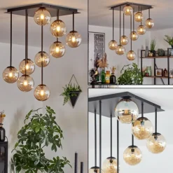 Chehalis Plafonnier, Boule lumineuse Ambre, 9 lumières