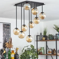 Chehalis Plafonnier, Boule lumineuse Ambre, 9 lumières