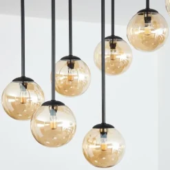 Chehalis Plafonnier, Boule lumineuse Ambre, 9 lumières