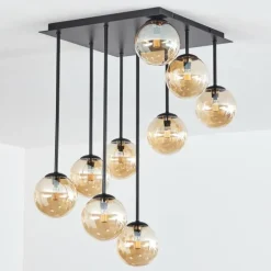 Chehalis Plafonnier, Boule lumineuse Ambre, 9 lumières