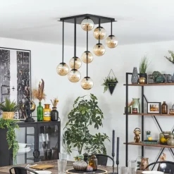 Chehalis Plafonnier, Boule lumineuse Ambre, 9 lumières