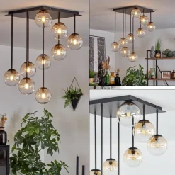 Chehalis Plafonnier, Boule lumineuse Ambre, Clair, 9 lumières