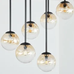 Chehalis Plafonnier, Boule lumineuse Ambre, Clair, 9 lumières