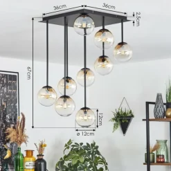 Chehalis Plafonnier, Boule lumineuse Ambre, Clair, 9 lumières